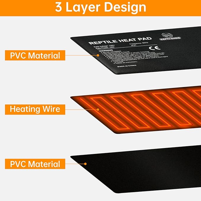 Reptile Heat Pad with Digital Thermostat, Under Tank Terrrarium Heat Mat 24W 8 * 18 Inch, Temperature Controller Heating Pad for Reptile, Turtles, Lizards, Snake, Hermit Crab, Frogs