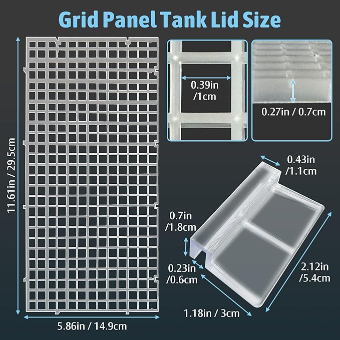 Hamiledyi Plastic Aquarium Divider with Clips Grid Panel Aquarium Lid Hood Fish Tank Divider Filter Bottom Isolation Pane Separator for Mixed Breeding(8 PCS,Transparent)