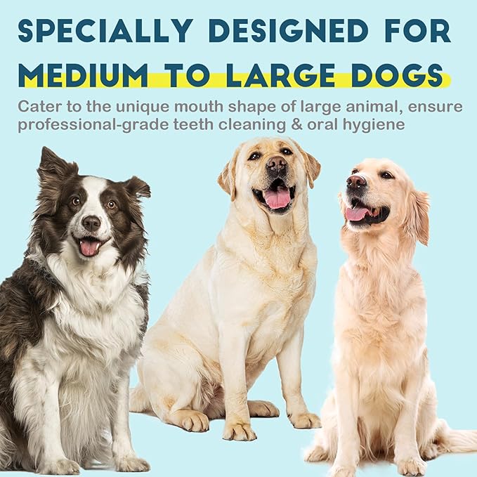 Dog Toothbrush Kit 2 Pack, Ultra Soft Pet Tooth Brush for Medium to Large Dogs & Cats, Animal Teeth Brushing Kit for Easy Dental Cleaning, 2 Pcs, Pink