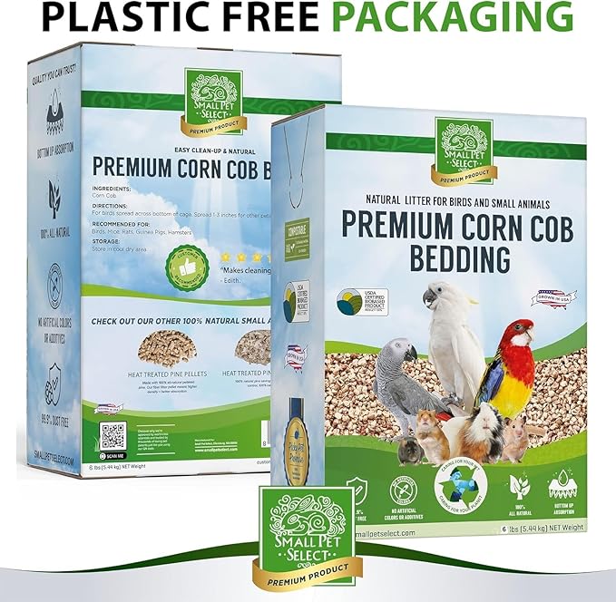Small Pet Select 100% Natural Corn Cob Bedding for Pets Small Animal & Bird Cage Litter Safe for Hamsters, Guinea Pigs & More -6lb