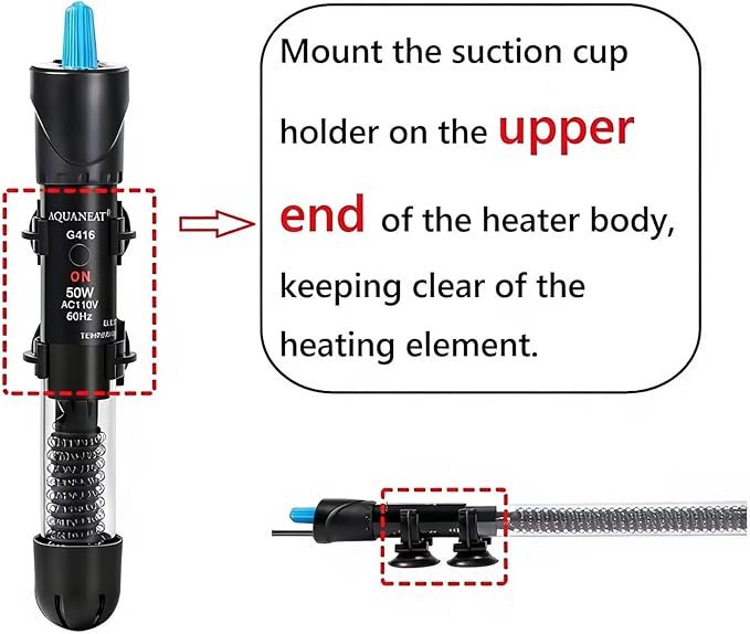 AQUANEAT Aquarium Heater, 25W Fish Tank Heater, Adjustable Submersible Water Thermostat with Thermometer
