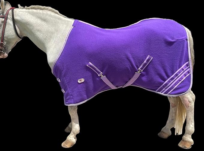 Majestic Ally Anti Pill Fleece Horse Blanket/Sheet with Silver Braided Rope (Purple, 78)