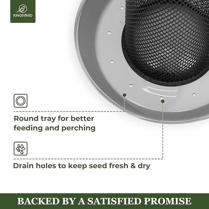 Kingsyard Finch Feeders for Outdoors Hanging, Metal Mesh Tube Bird Feeder for Nyjer/Thistle Seed, 2.5 lbs Large Capacity (Grey)