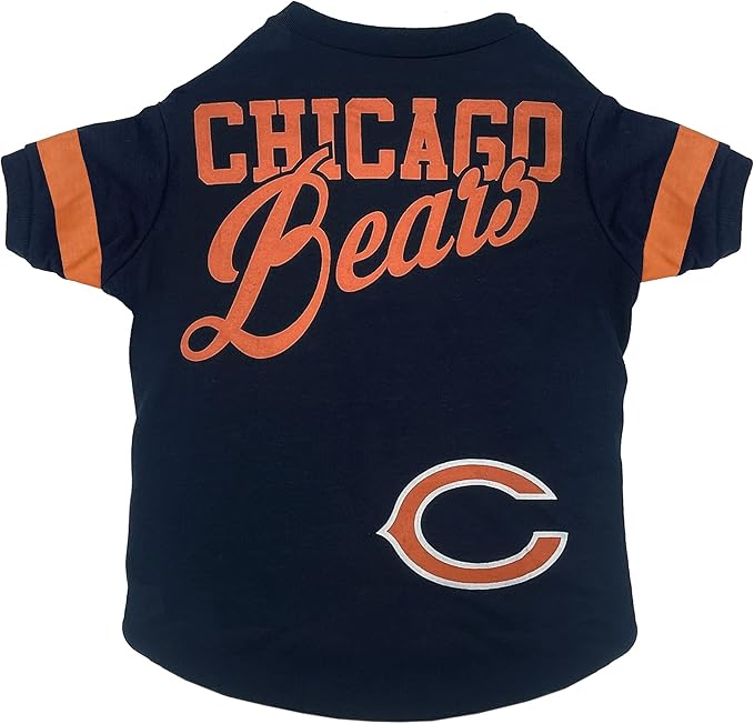 Pets First NFL Chicago Bears T-Shirt for Dogs & Cats, Large. Football Dog Shirt for NFL Team Fans. New & Updated Fashionable Stripe Design, Durable & Cute Sports PET TEE Outfit (CHI-4146-LG)
