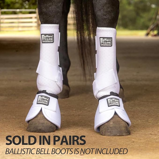 Jeffers Equine Protective Horse Boots 1 Pair White - Safe Neoprene Leg Guards & Comfortable Fit, Durable Strap Closures, Front & Hind Support, Equestrian Accessories for Travel & Riding - Medium