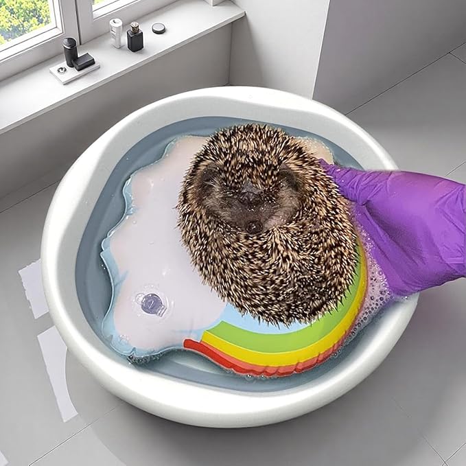 7 Pcs Hedgehog Bath Supplies Kit, Small Animal Bath Supplies Include Bathtub, Nail Clippers, Cleaning Brushes, Towel, Swim Ring for Pet Hamster Hedgehog Guinea Pig Rabbit Cat Kitten