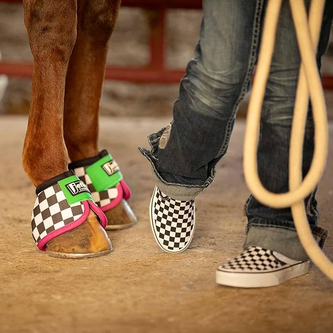 Jeffers Expression No Turn Bell Boots for Horses - Skater Cowgirl, Large | Shock Absorbing Hoof Protection | Secure Double Hook & Loop Closure, Perfect for Turnout, Training, & Riding - 1 Pair