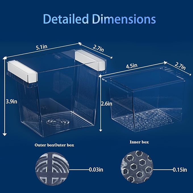 WEAVERBIRD Aquarium Fish Breeder Box, Acrylic Fish Isolation Breeding Box, Square Hatchery Box Hatching Incubator Box for Baby Fish Shrimp Clownfish Guppy