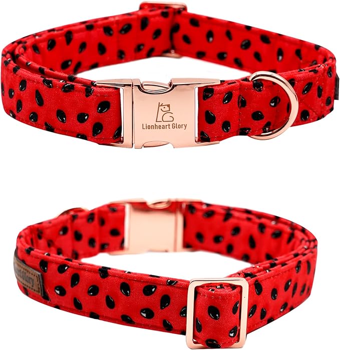 Lionheart glory Dog Collar, Watermelon Dog Collar with Bow, Summer Dog Bowtie Collar Cute Pet Collar Gift for Small Dog