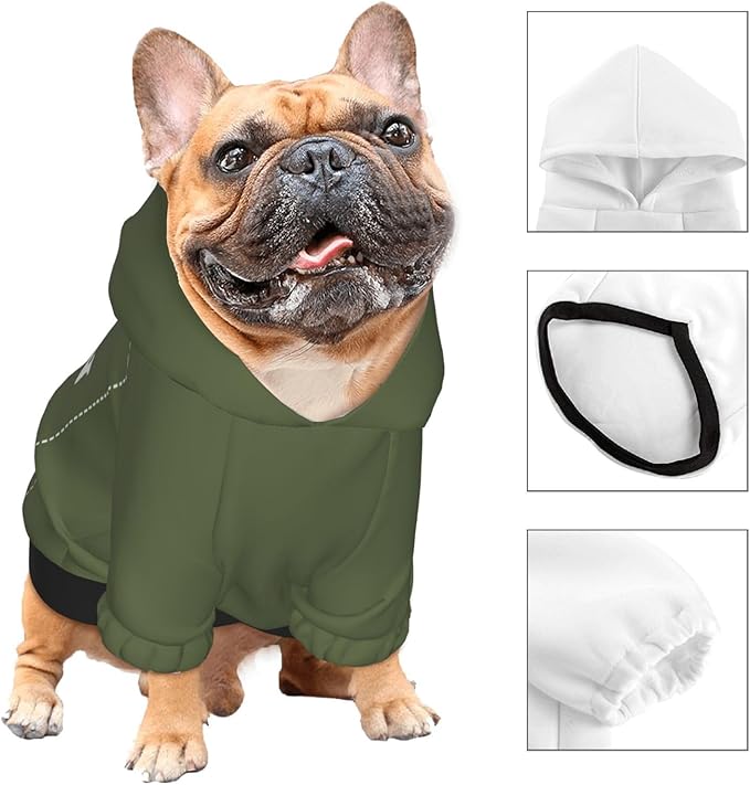 Personalized Dog Hoodie, Custom Dog Costumes for Small Dogs, Holiday Happy Dog Clothes Football Pet Shirt Sweater with Name Number for Girl/Boy Cats/Kitten, SageGreen, S