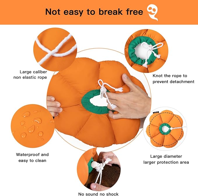 H HIDREAM Cat Cone Collar,Cute Waterproof Recovery Collar,Anti-Bite Lick Wound Healing Safety Elizabethan e Collar for Cats,Orange Pumpkin Halloween Costume, HDY01-005M