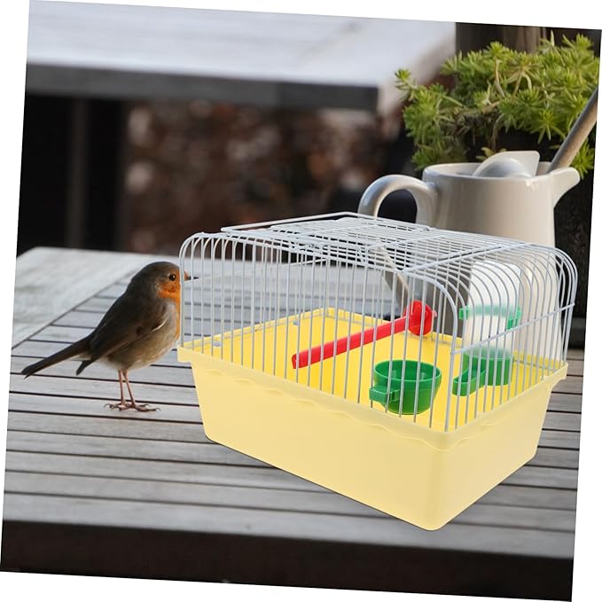 VANZACK Cage, Portable Bird Travel Cage with Food and Water Box - Pet Cage Carrier Easy Travel for Small Birds Like Parakeets and Cockatiels
