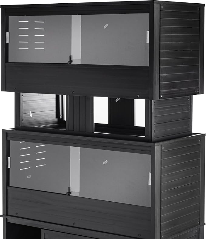 New Age Pet ECOFLEX Two Large Reptile Enclosures with Matching Stacker Combo Set in Black