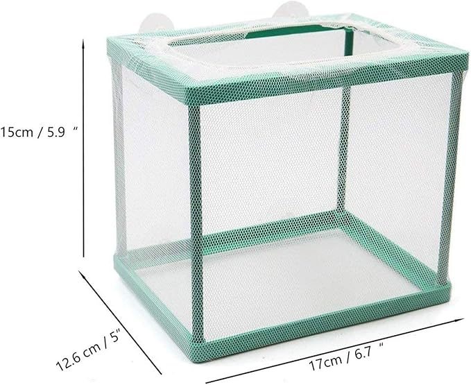 COMOK Fish Hatchery Breeder Box Aquarium Separation Net Nylon Incubator Mesh Fish Breeding Tanks Isolation Box Green Square