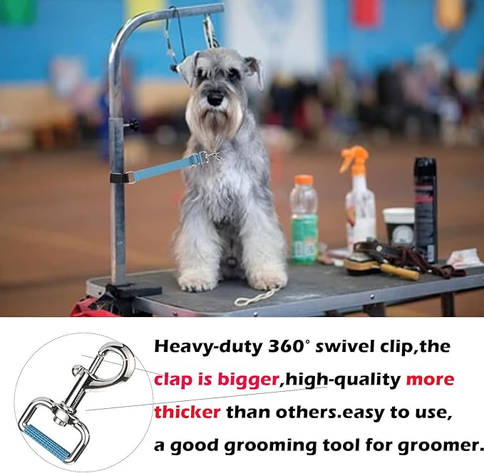 Pet Dog Grooming Loops Adjustable Nylon Restraint Loop Table Arm Accessories Extension Straps Extender Strap for Dogs Grooming Table Bathtub Trimming (Sky Blue & Black)
