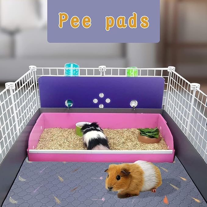 2Pcs Guinea Pig Cage Liners,Guinea Pig Fleece Cage Liners28''X56'' Super Absorbent Washable Pee Pads Reusable for Rabbit Hamster Chinchilla