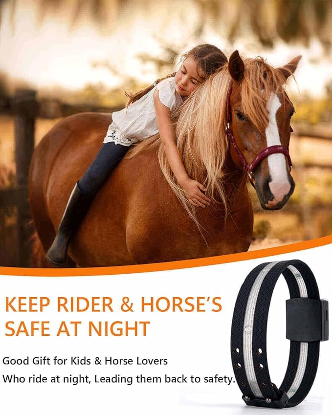 4pcs LED Horse Leg Band, 7 Colors in 1 Light up Horse Tack, USB Rechargeable LED Horse Light - Added Visibility & Safety for Night Horse Riding