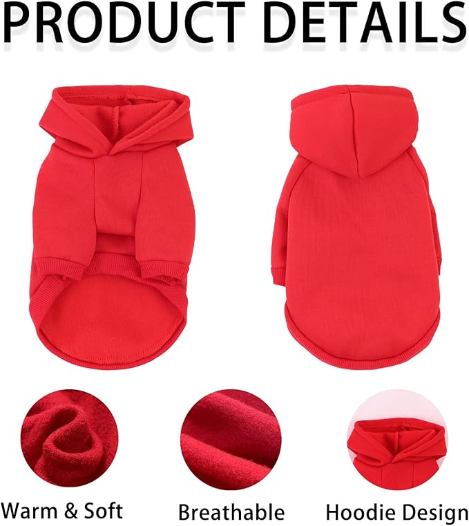 Custom Dog Hoodie, Personalized Sweatshirt with Photo Text Name Logo, Customized Hooded Sweater for Small Medium Large Dogs & Cats (Red, Small)