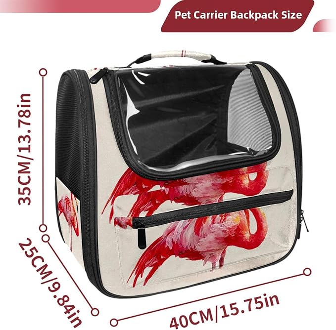 Color Flamingo (1) Cat Backpack Carrier, Breathable Cat Carrier Large Space Bubble Pet Backpack for Kitty Small Dog