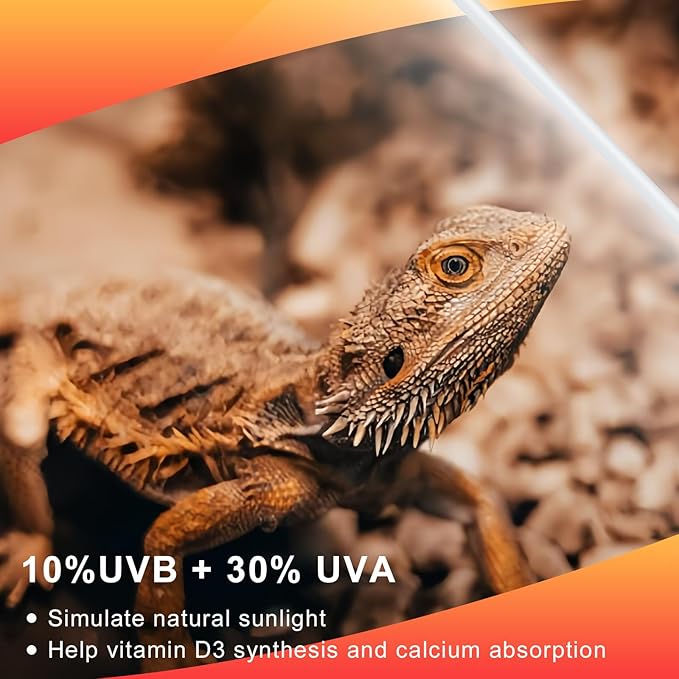 LUCKY HERP T5 UVB Reptile Light 2 Pack, 24W UVB 10.0 Reptile Light Bulb, UVA UVB Fluorescent Lamp Tube, UVB Lamp for Lizards, Turtles, Chameleons, Tortoises