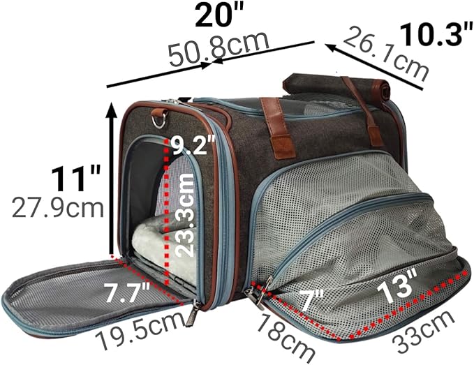 Mr. Peanut's Gold Series Big Apple XL Size Airline Compliant Expandable Pet Carrier V3.0 (Charcoal Ash)
