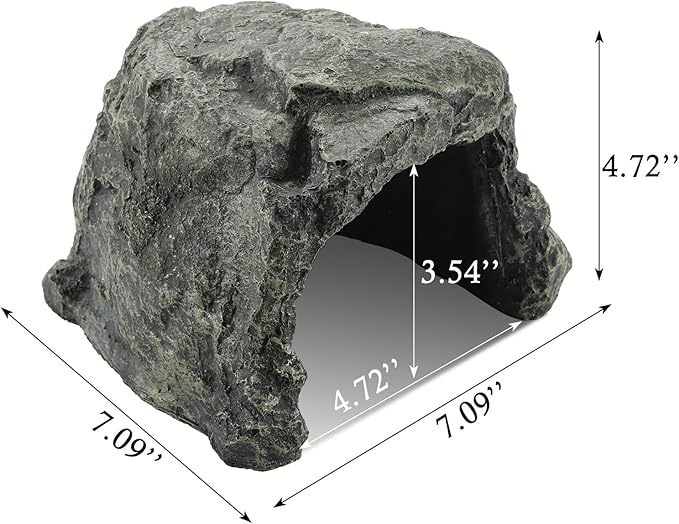 IBWell 7.1 Inch Reptile Hides Resin Tortoise Hideout for Hiding and Basking Aquarium Rock Caves for Snake Bearded Dragon Fish Lizard