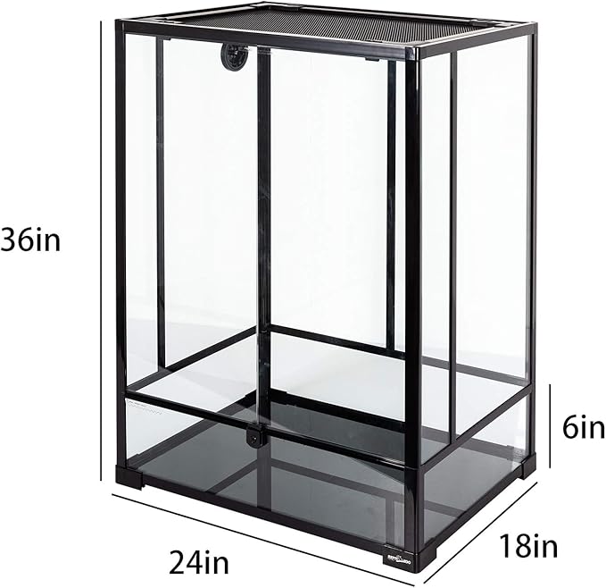 REPTI ZOO 24" x 18" x 36" Reptile Tall Glass Terrarium Rainforest Habitat Double Hinge Door with Screen Ventilation 67 Gallon Reptile Terrarium Easy Assembly
