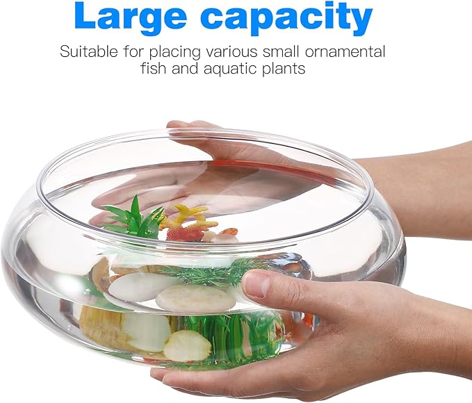 Happyyami Wide Mouth Glass Vase Bowl, Round Flower Vase Terrarium Succulent Hydroponic Planter Globe Fish Bowl Floral Container for Wedding Table Centerpiece Home Decors