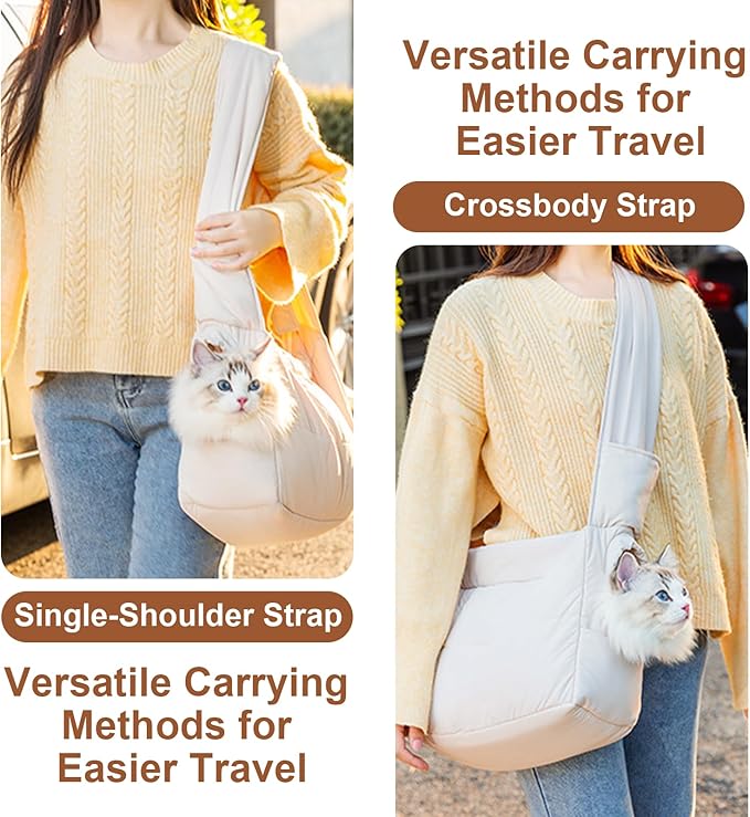 Mini Dog Purse Carrier with Pockets, Warm Cute Pets Bags with Secure Harness Clip, Cat Shoulder Bag for Outings, Lightweight Puppies Bags Kennel, Trained Pets Handbag Outdoor(Gray,One Size)