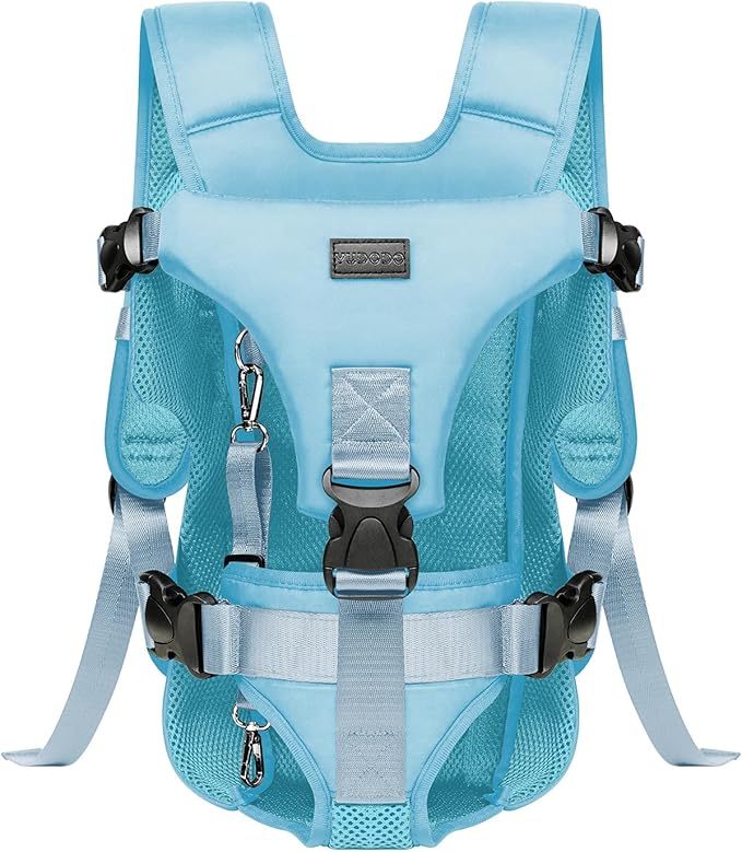 YUDODO Pet Dog Front Carrier Backpacks, Legs Out Easy-fit Dog Carrier for Small Medium Dogs, Adjustable Hands Free Dog Chest Carrier for Hiking Cycling (M, Blue)