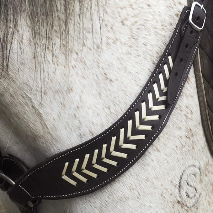Western Horse Breast Collar - Hand-Tooled Leather Tack for Barrel Racing, Roping & Trail Riding - Durable Adjustable Fit - Rodeo & Show-Quality Equestrian Gear