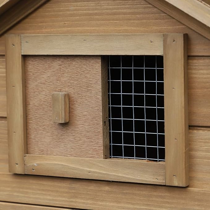 PawHut 59" Small Wooden Chicken coop Hen House Poultry Cage for Outdoor Backyard with 2 Doors, Nesting Box and Removable Tray, Natural Wood