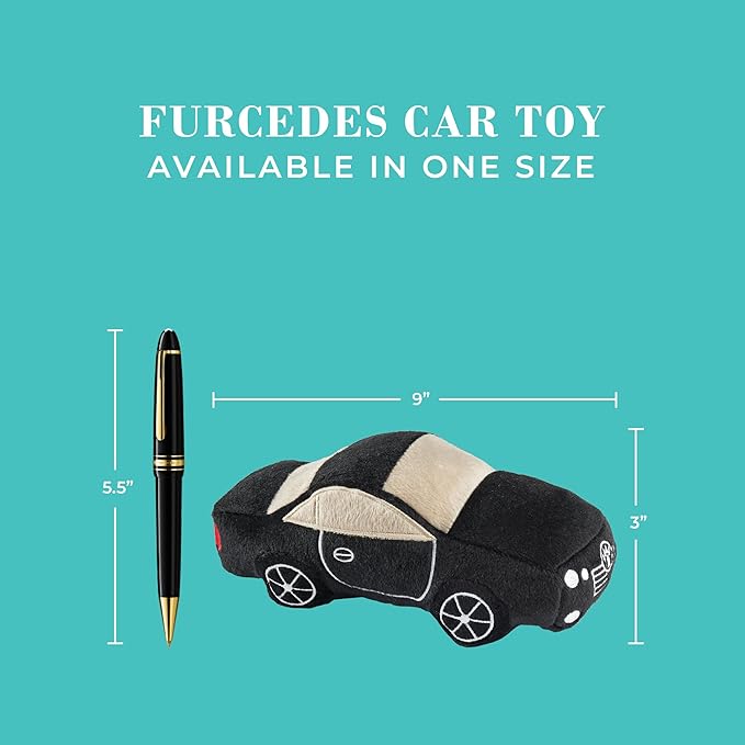 Haute Diggity Dog Furcedes Car Toy, Plush Designer Dog Toys with Interactive Squeaker, Stimulating Pet Enrichment, Machine-Washable & Safe Materials for All Breeds, One Size