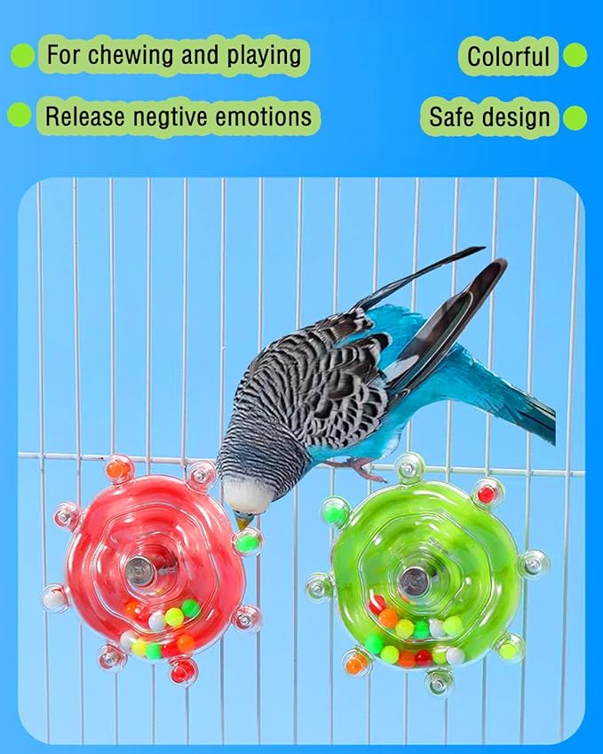 Conure Toys, 3PCS Upgraded Bird Rotating Toys Parrot Spinning Toys Parakeet Rattle Toys for Small-Medium Parrots