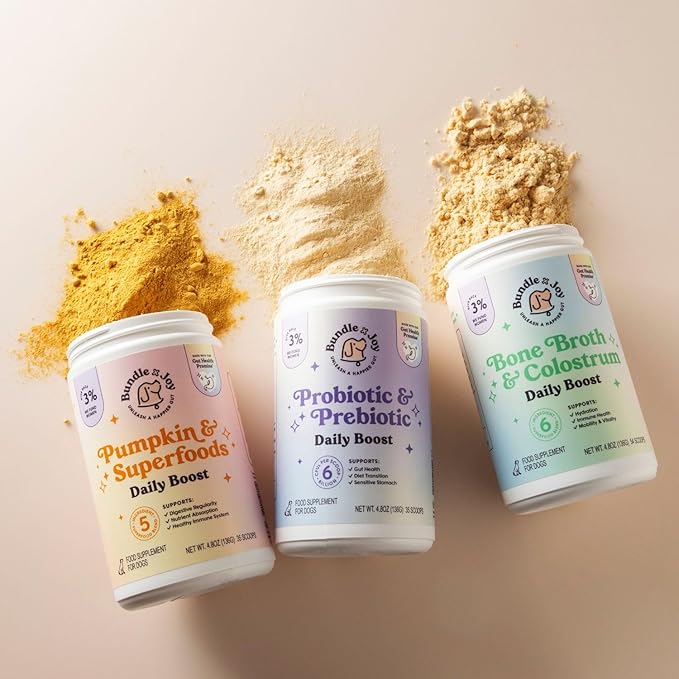 Bundle x Joy Superfoods with Pumpkin for Dogs Daily Boost, Vegan Digestive Support, Gut Health for Dogs, Supports Stomach Upset & Loose Stools, Dog Supplements Made in USA - 35 Scoops