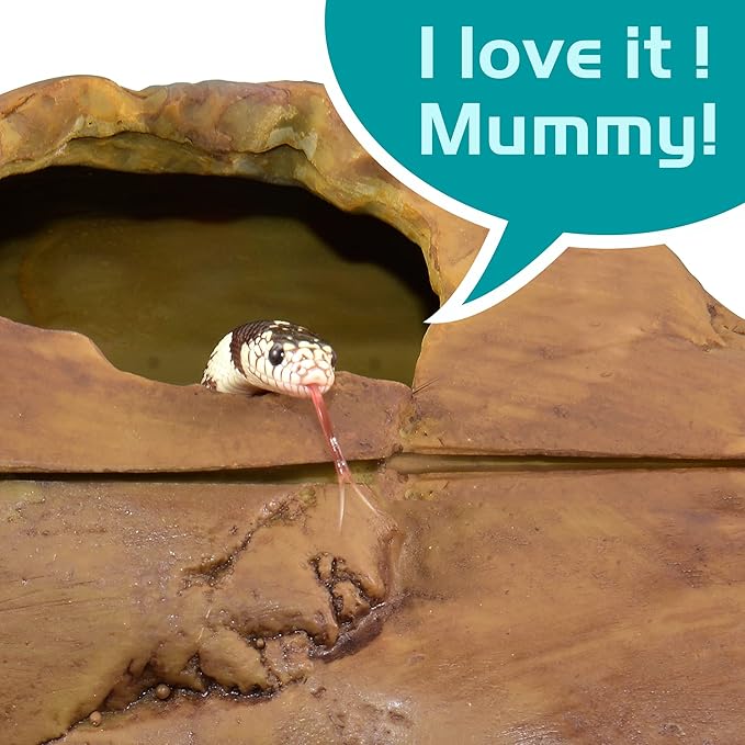 Antidious Snake Hide Cave for Gecko Shedding, Rock Look Hideout, Reptiles Egg-Laying Shelters, Suitable for Snakes Such as Corn Snake or Gecko, M Size