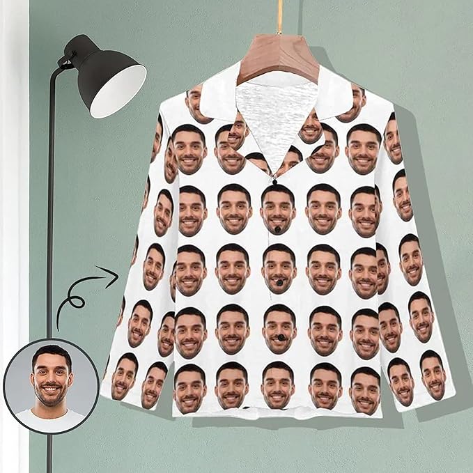D-Story Personalized Pajamas with 1-8 Faces for Women Men, Custom Christmas Pjs, Pajamas Gifts For Family,Cat Mom,Dog Mom