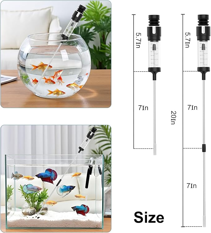 Carefree Fish Aquarium Precision Siphon Pipette Upgraded Turkey Baster Waste Remover Fish Feeder Feeding Coral Fish Tank Fertilizing Plants Feeding Tube Poop Collector 20Inch