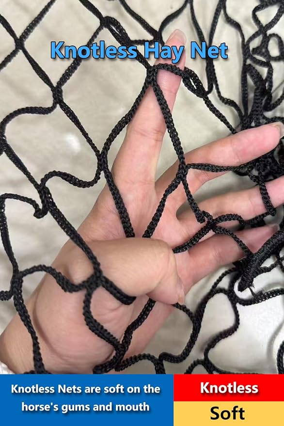 7 * 7ft Heavy Duty Slow Feeding Horse Hay Net - 1.75-inch knotless Design Saves 60% hay, 800 lbs Weatherproof Round Bale Feeder for Cattle/Goats/Sheep (7ft)