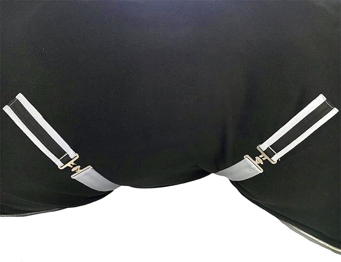 Majestic Ally Anti Pill Fleece Horse Blanket/Sheet with Silver Braided Rope (Black, 76)