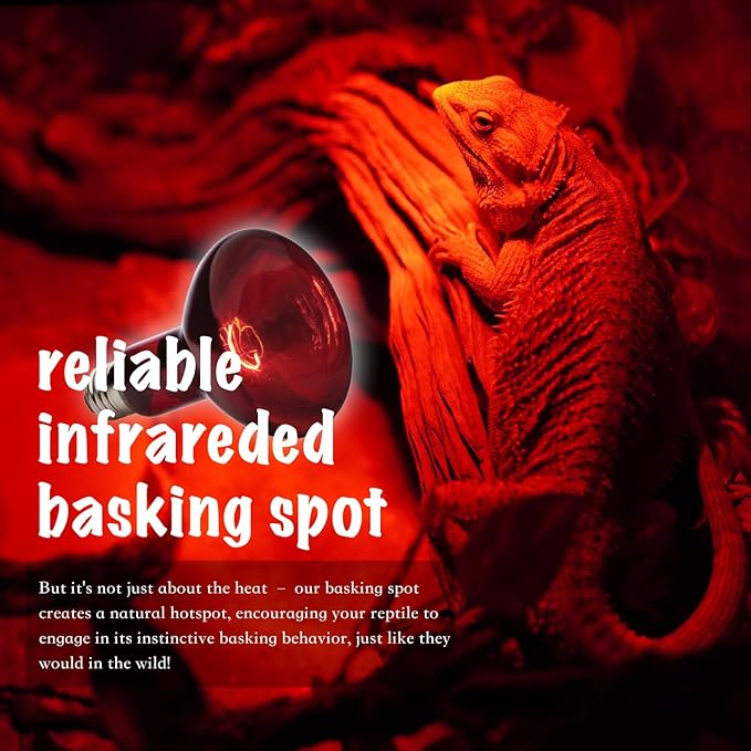 Reptile Red Heat Lamp, 2-Pack 75W Infrared Basking Bulbs Light for Reptiles, Night Red Basking Light for Bearded Dragon, Lizard, Gecko,Turtle Tank Accessories