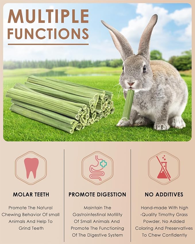 Bissap 35PCS Rabbit Chew Sticks, Natural Papaya Stems Bunny Chews Treats for Rabbit Hamster Chinchilla Guinea Pig Small Animals Organic Molar Chewing Snack