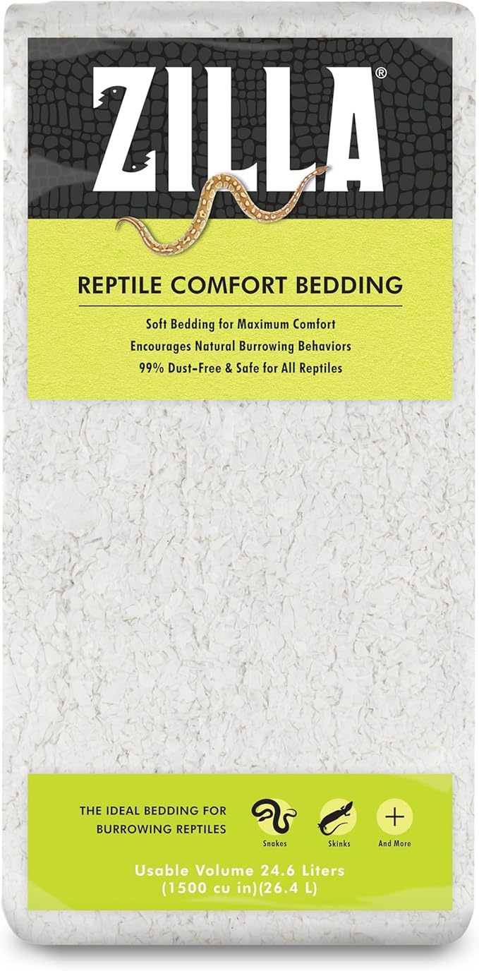 Zilla Reptile Comfort Bedding, Burrowing Reptile Paper Bedding for Skinks and Snakes, 24.6 Liters