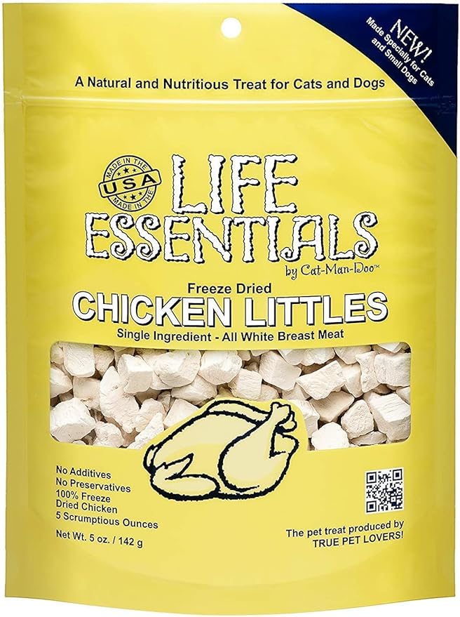 LIFE ESSENTIALS BY CAT-MAN-DOO Freeze Dried Chicken Little's for Dogs & Cats -5 oz (4) Pack