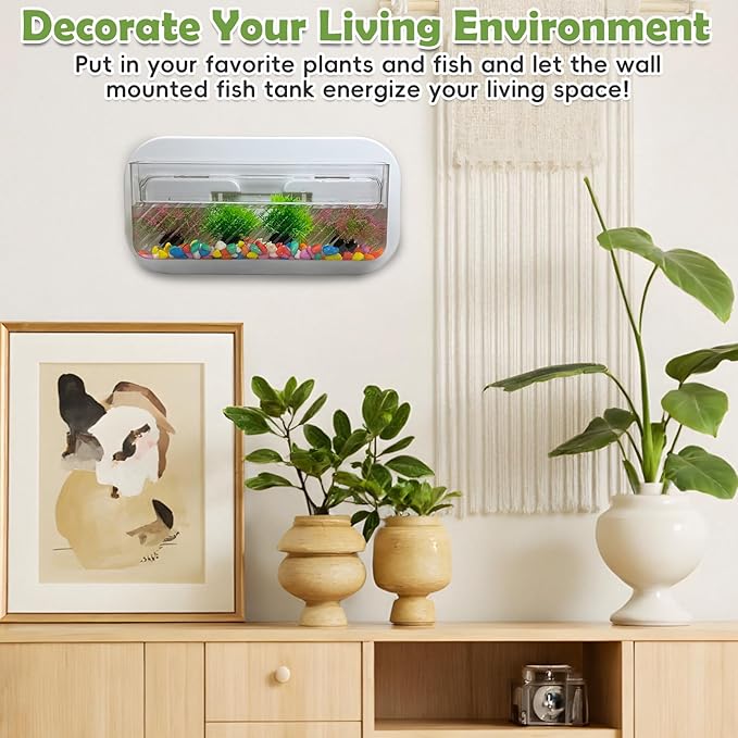 kathson Acrylic Wall Hanging Fish Bowl Wall Mounted Fish Tank Planter Fish Bubble Hanging Aquarium Hydroponic Plant Pot Betta Fish Tank Bowl for Home Decor Pot Decoration Planter