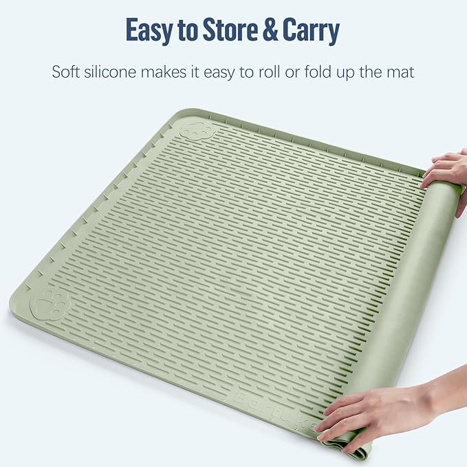 Pee Pad Holder for Dogs, 50" x 35" Silicone Pee Tray Mat Leak-Proof, High Edge, No Spill Pet Pad Holder for Puppy, Cat, Rabbit, Training Pads for Floor Protection, No Pee Pads (Green)