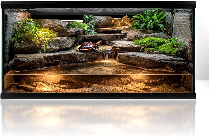 Reptile Glass Tank 20"*12"*10" Pre-Assembled Terrarium for Turtle,Hermit Crab,Bearded Dragon,Gecko,Lizard,Snake,Spider,Fish,Tarantula Enclosure with Top Screen Ventilation and Openning Door