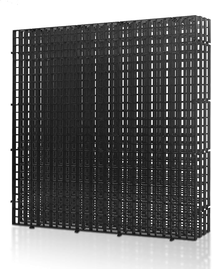 LINLAN 4 Pieces 11.8x11.8in (30X30cm) Aquarium Grid Plastic, Fish Tank Divider, Egg Crate for DIY Filtration and Bottom Protection in Aquascaping (Black-No Accessories)