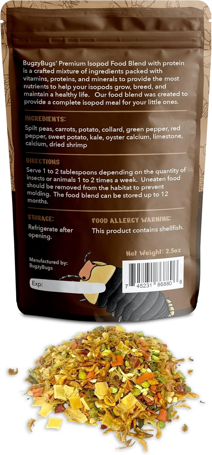Isoblend Premium Isopod Food Feed Mix All Natural Protein Vegetable Dry Blend for Isopods Feeders Insects
