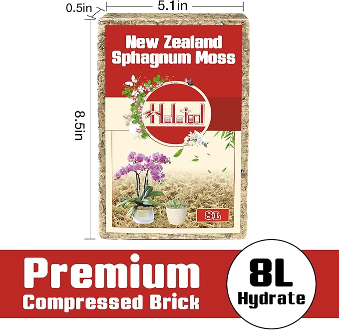 Halatool Premium New Zealand Sphagnum Moss, 100g(8L When Hydrated), for Orchid Repotting Succulent Sarracenia Potted Plants Gardening & Reptiles